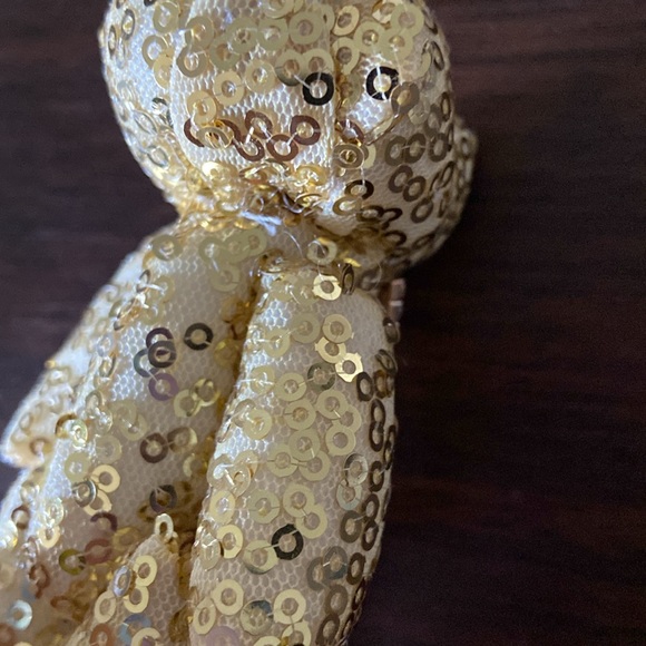 Gold sequin teddy bear key purse charm - Picture 9 of 11